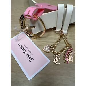 Juicy Couture Gold Logo Rhinestone Charm Chain Link Belt Size L/XL NWT